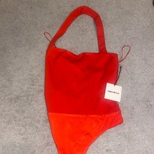 Small superdown red bodysuit